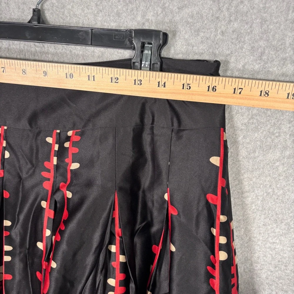 Mossimo Satin Pleated Skirt 8 Black Red Floral Skater‎ Dark Romantic Feminine